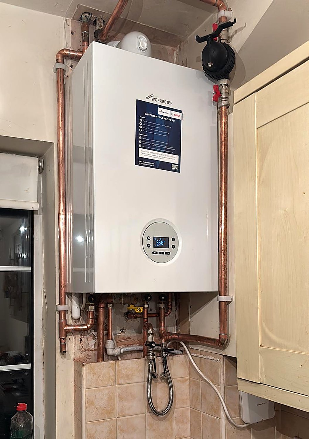 New Worcester boiler and copper pipework installed by Rapid Plumbing and Build in Sheffield